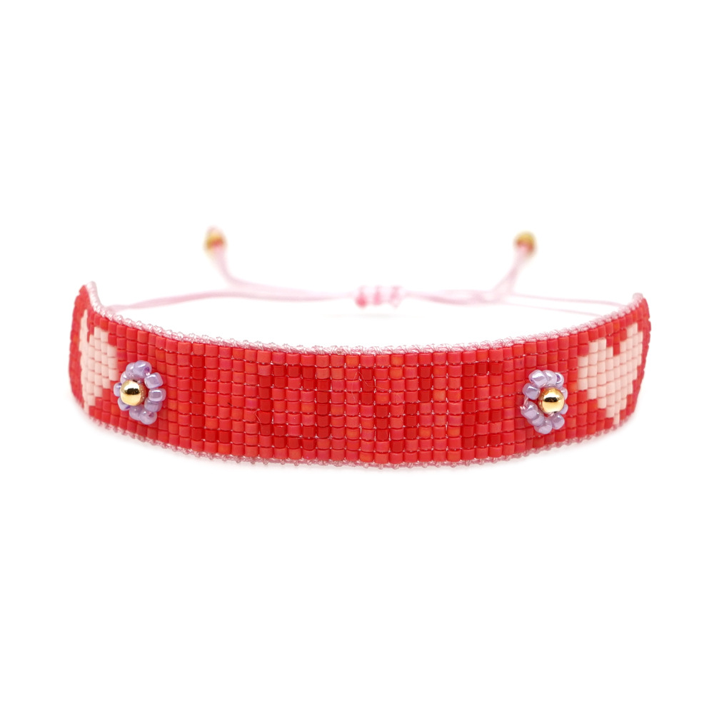 Miyuki Simple Female Bracelet Db Antique Rice Beads Woven Love Pattern Bracelet display picture 1