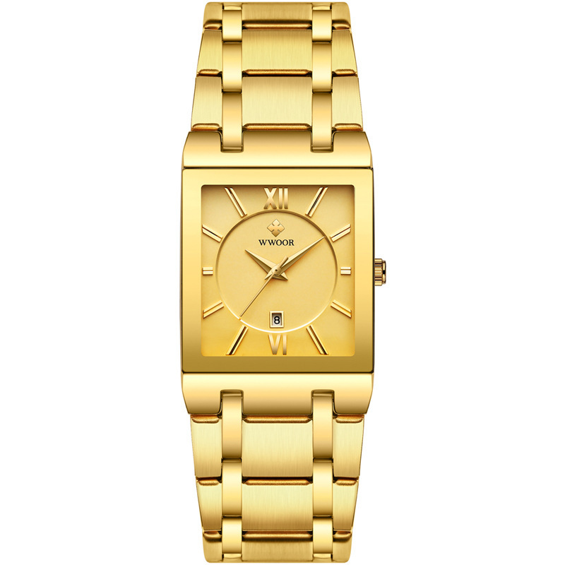 WWOOR Holding Love nuevos hombres de negocios reloj de cuarzo calendario impermeable reloj cuadrado cabeza casual Bowl Watch 8858