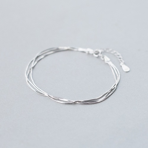 s925 sterling silver bracelet female ins niche design korean version simple personalized hand jewelry bestie three-layer jewelry