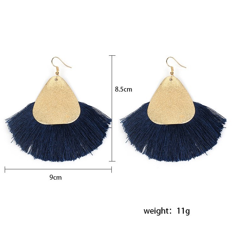 Retro Fan-shaped Raffia Ethnic Style Exaggerated Bohemian Tassel Earrings display picture 19