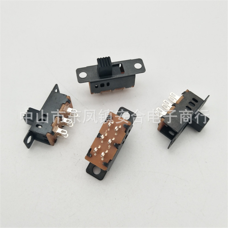 供应3档6脚拨动开关 带支架光孔|螺孔滑动开关  玩具车开关