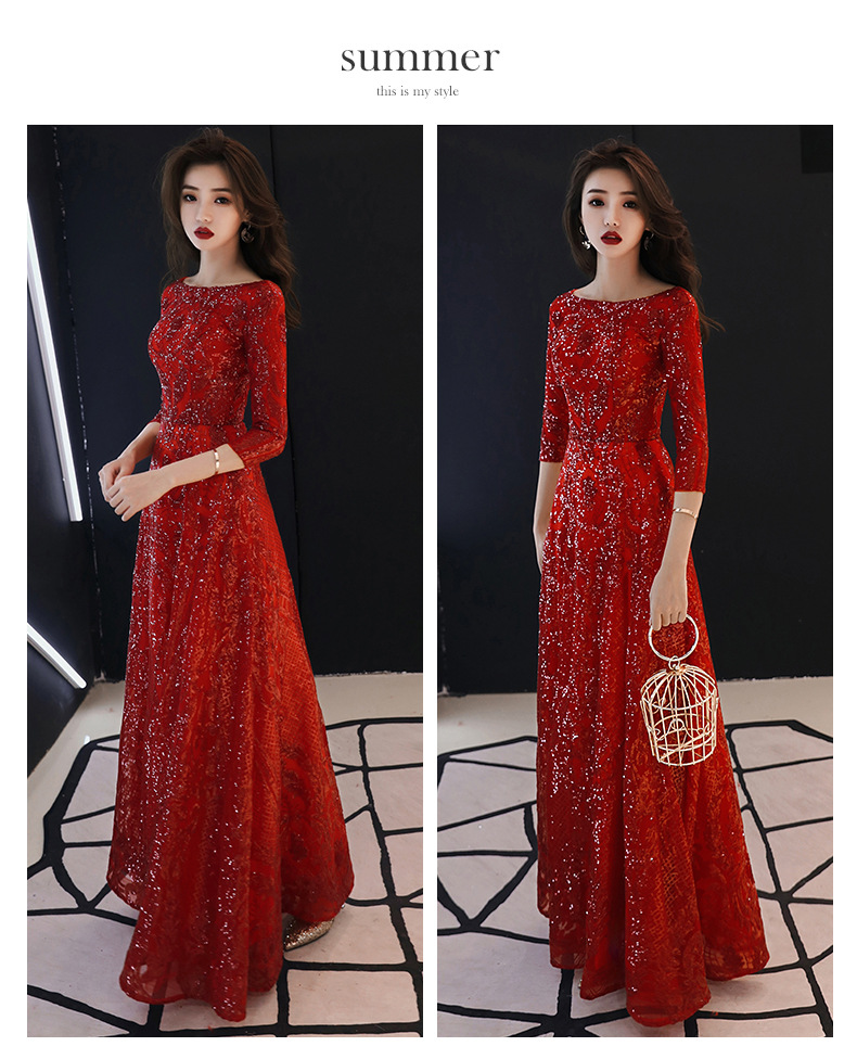 新娘敬酒服2024夏新款酒红色结婚订婚回门长款晚宴中国风敬酒礼服-阿里巴巴