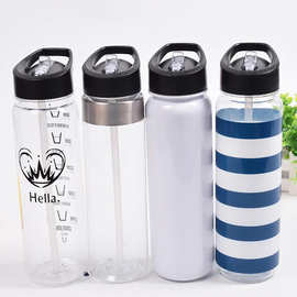 时尚畅销运动水杯 塑料密封直筒吸管杯 广告礼品水壶
