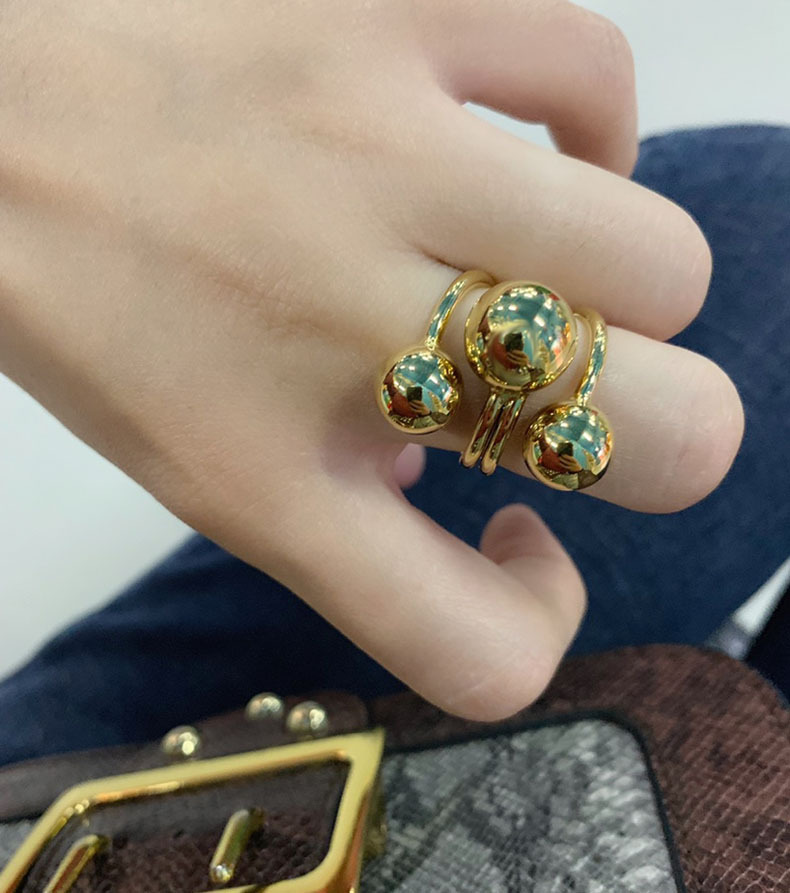 Adjustable Ring Size Fashion Geometric Copper 18k Gold Plated Open Ring In Bulk