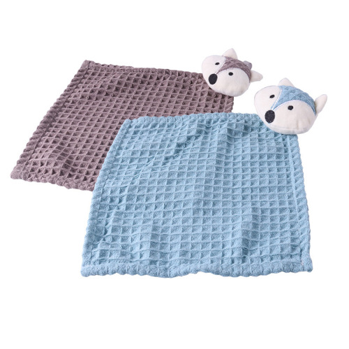 Waffle hand towel cartoon animal hanging absorbent towel bathroom kitchen cute creative hand towel home use