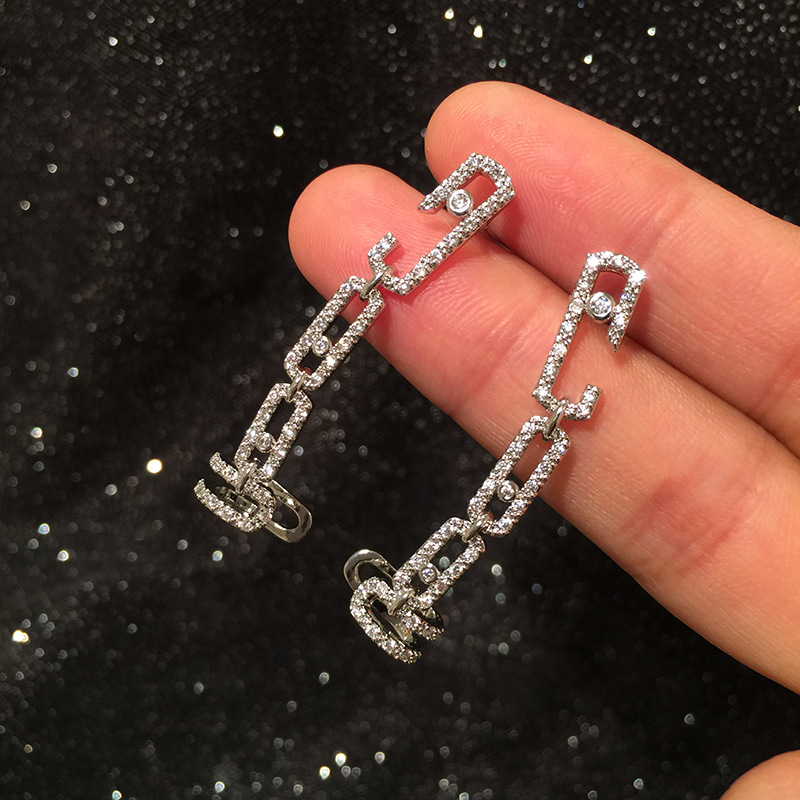 Geometric Pattern Ear Bone Clip S925 Silver Needle Micro Inlaid Zircon Creative Earrings display picture 6