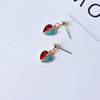 Cute short earrings heart-shaped heart shaped, two-color ear clips, simple and elegant design, no pierced ears