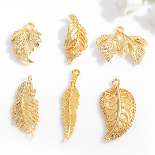 Mia factory direct supply Korea jewelry accessories metal leaf pendant diy bracelet earrings pendant material
