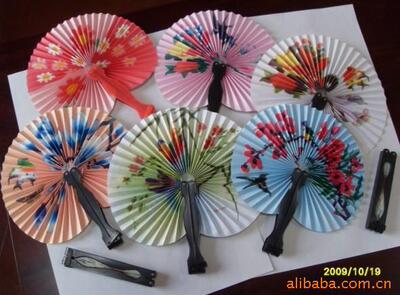 旅行扇纸扇折叠扇纸质心形小圆纸扇 儿童学生小折扇 旅行扇景点扇|ms