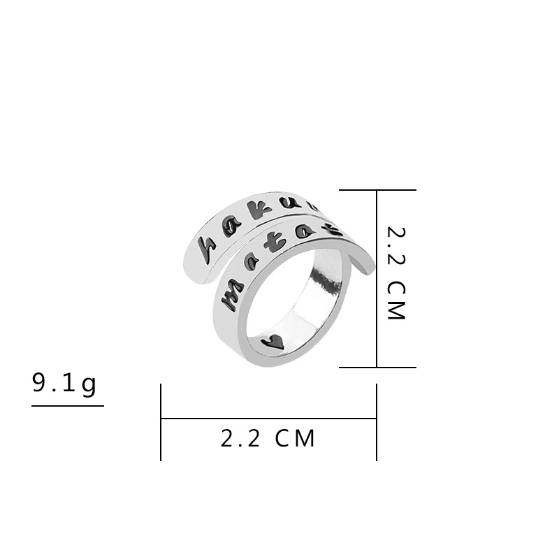 Außenhandel Heiße Stil Ringe In Europa Und Amerika Heiß Verkaufte Kreative Buchstaben Hakuna Matata Liebes Symbol Ring Accessoires Frauen display picture 1