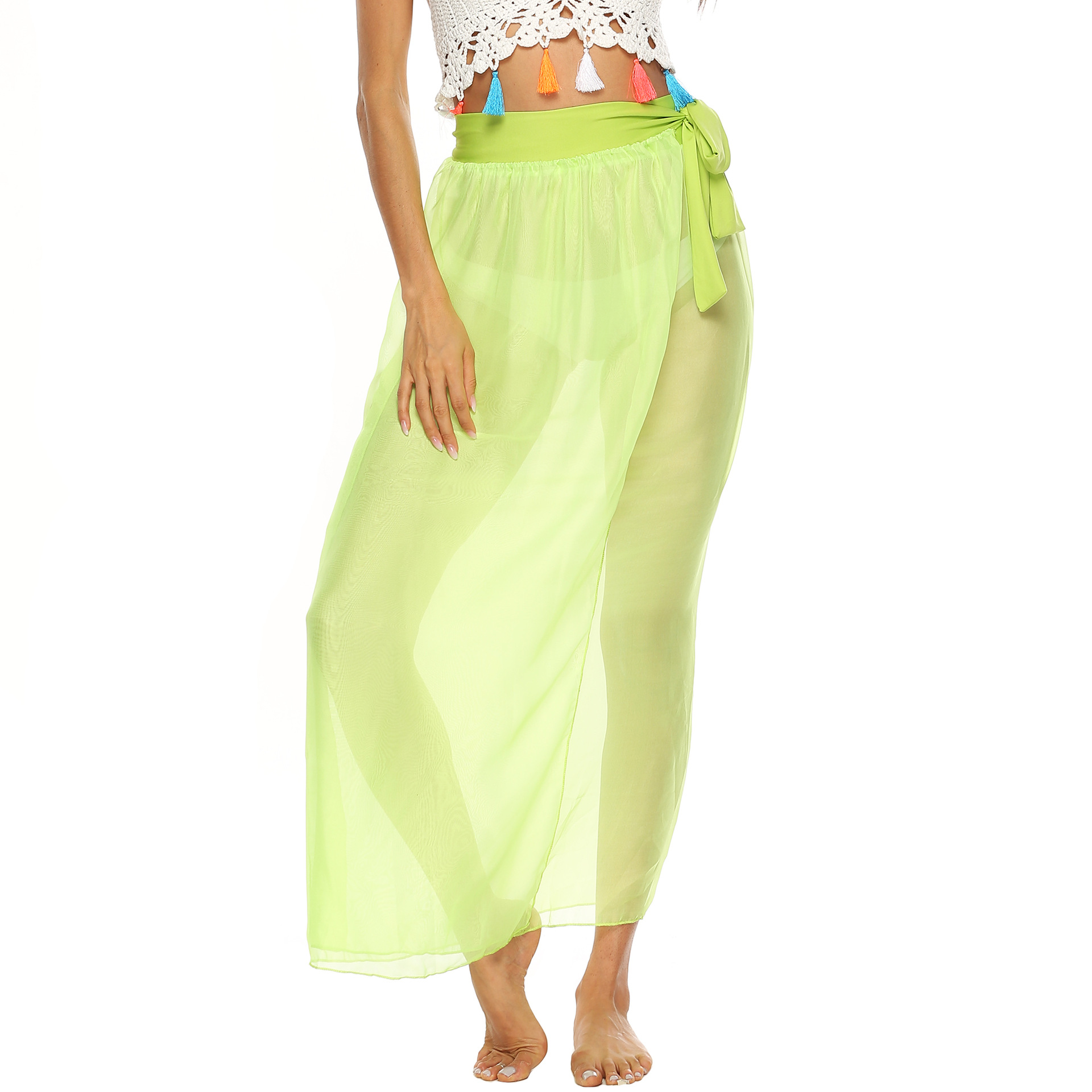 Falda de playa de una pieza con cordones de gasa de Tencel NSOY46013