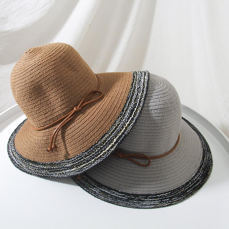 盆帽夏天百搭简约可折叠沙滩帽海边度假防晒遮阳太阳帽女草帽