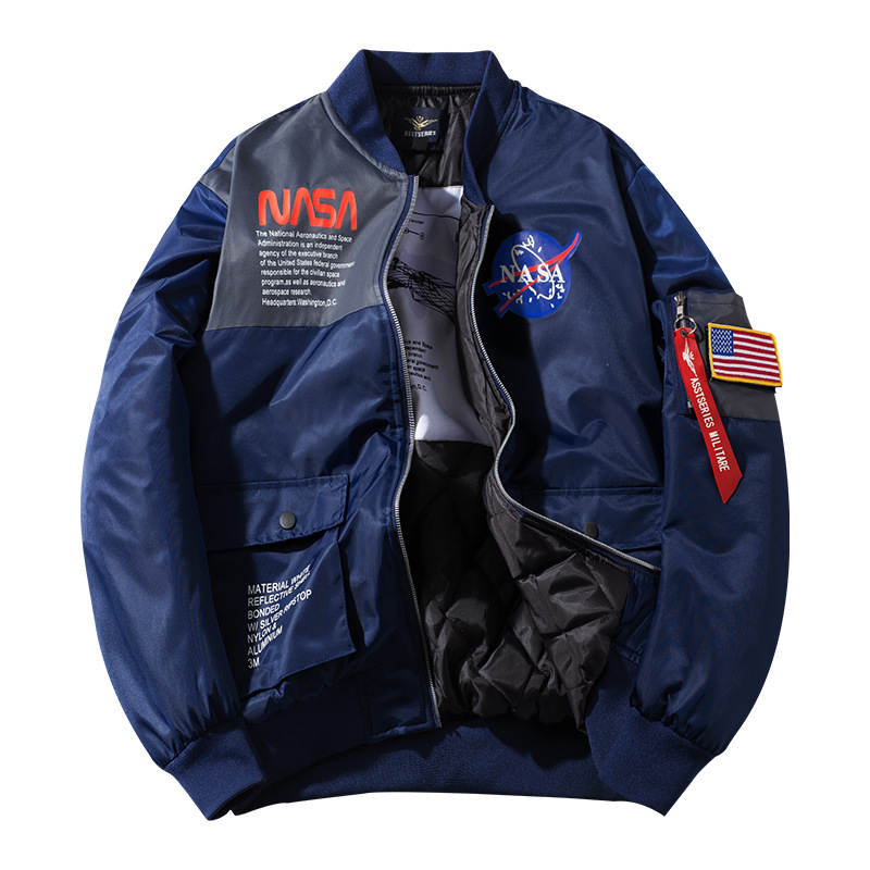 2023 invierno Amazon nuevos hombres Chaqueta de algodón acolchado NASA Joint pilot stand collar chaqueta más tamaño pareja ropa de trabajo