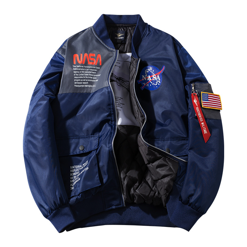 Winter Amazon New Men's Cotton Clothes NASA Co Pilot Stand Collar Jacket Large Couple Tooling