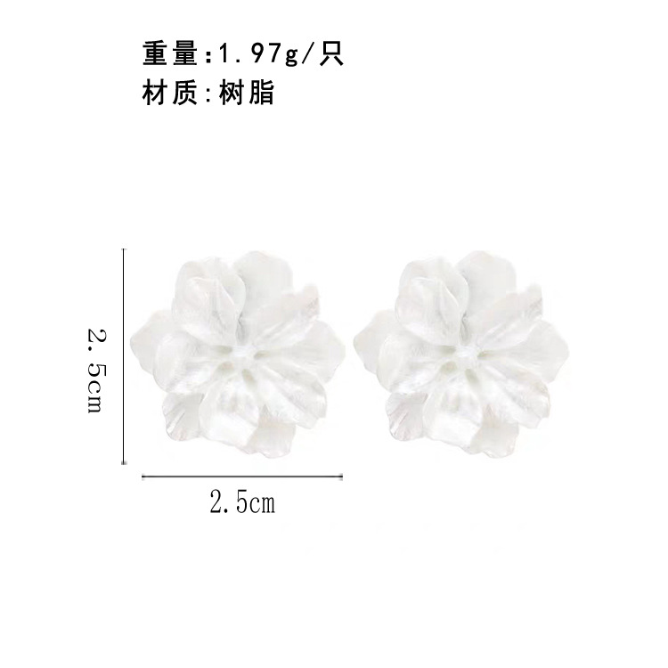 Pendientes De Resina De Flor Blanca Coreana display picture 15