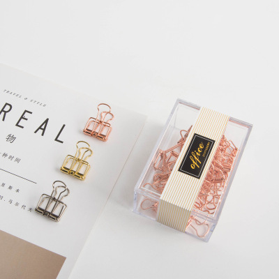 彩色夹子金属镂空长尾夹套装 票据夹19mm燕尾夹20枚装 创意小夹子|ms