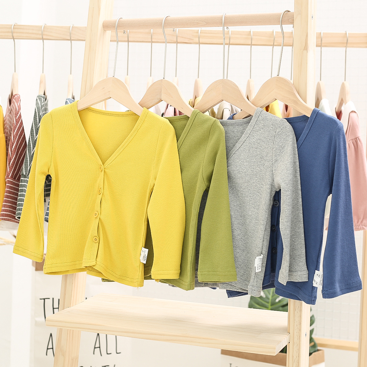 Children's clothing On behalf of 2021 Baby Solid Single breasted cotton material Cardigan Thin section refreshing coat A464