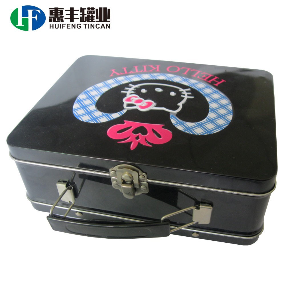 生产手挽罐午餐盒礼品铁盒手提糖果马口铁罐定lunch tin box cans