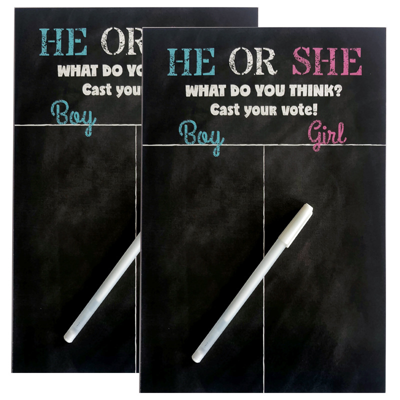 性别揭示派对团队游戏投票卡 boy or girl硬卡纸HE OR SHE？