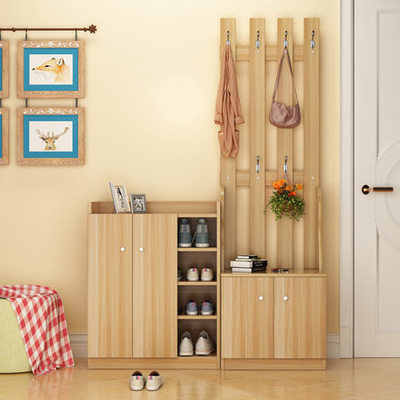 简约现代鞋柜多功能置物架客厅衣帽架门口玄关隔断挂衣架落地柜|ru