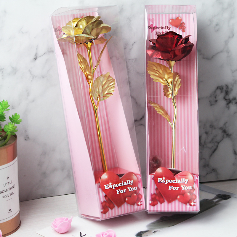 Coffret Cadeau Saint Valentin En Feuille D&#39;or Rose Brillant display picture 1