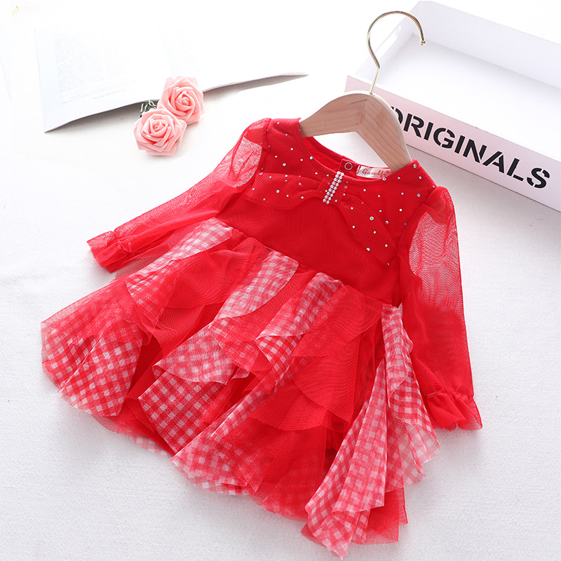 婴儿连体衣外出棉长袖女宝裙子幼童秋季连衣裙中小童春秋新款童装