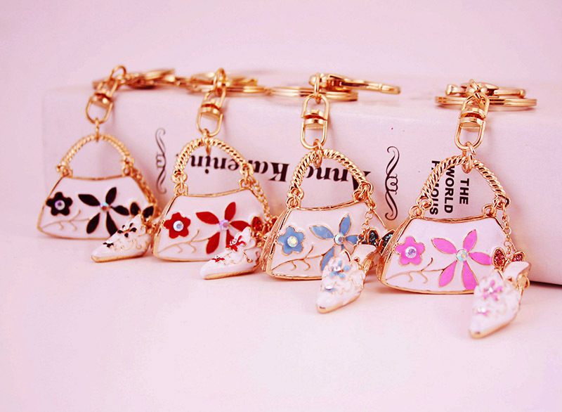 38g Weight Alloy, Metal Material Women'S Gender Pink, Red, Blue, Black Color  Cute Creative Ladies Handbag Shape Car Keychain 1