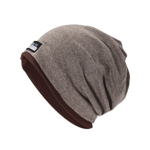 Korean version with edge patched hats for men and women, autumn and winter pullover hats, double-layer confinement hats, solid color cloth label piles, Baotou hats