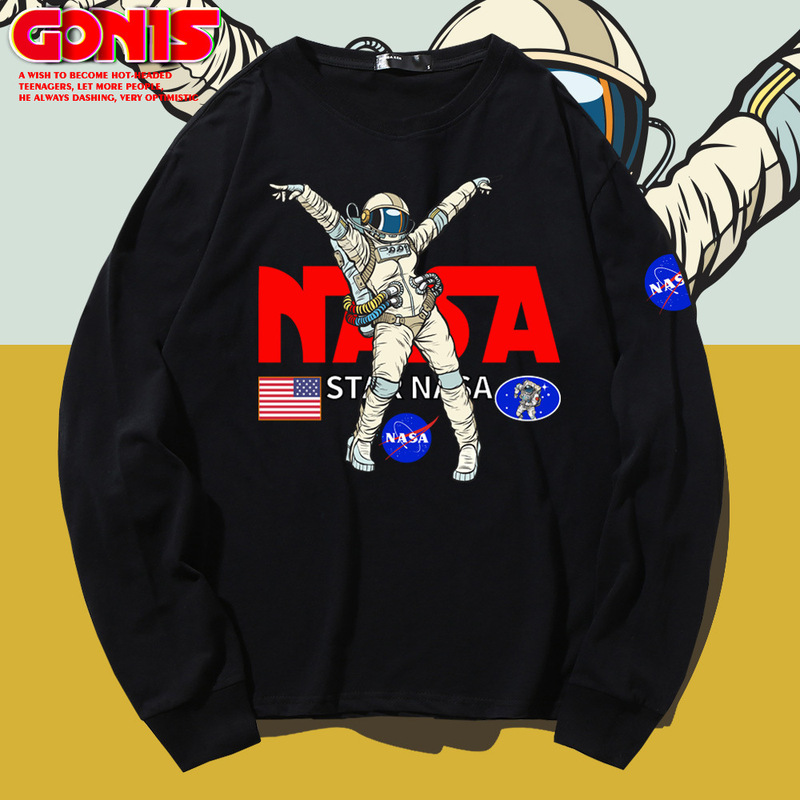nasa Long-sleeved T-shirt Men's Autumn Cotton Loose Base Shirt Trendy Brand Astronaut Clothes