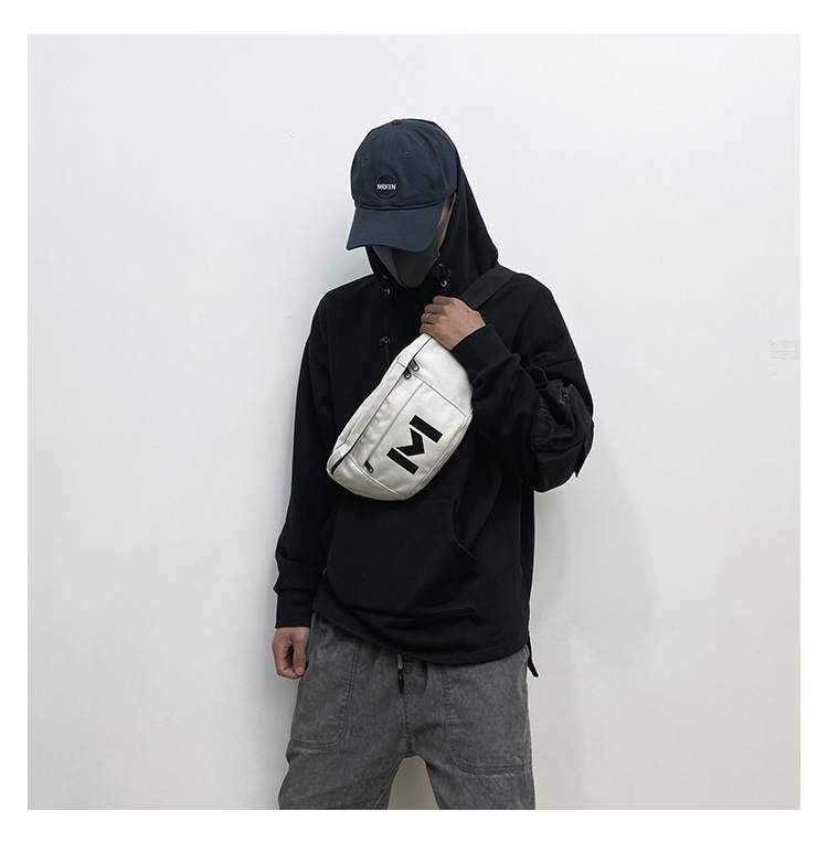 Koreanische All-match-canvas-brusttasche Für Studenten Im Ins-stil, Japanische Harajuku-straße Im Harajuku-stil, Ulzzang-freizeit-umhängetasche Für Frauen display picture 7