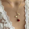 Accessory, red pendant, necklace, chain for St. Valentine's Day, European style, Birthday gift