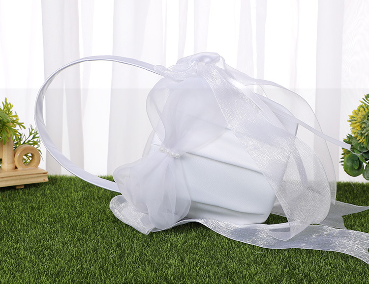 Western-style white flower basket wedding flower scattering, lace bow flower basket, flower girl carrying basket wedding supplies wholesale detail image 6