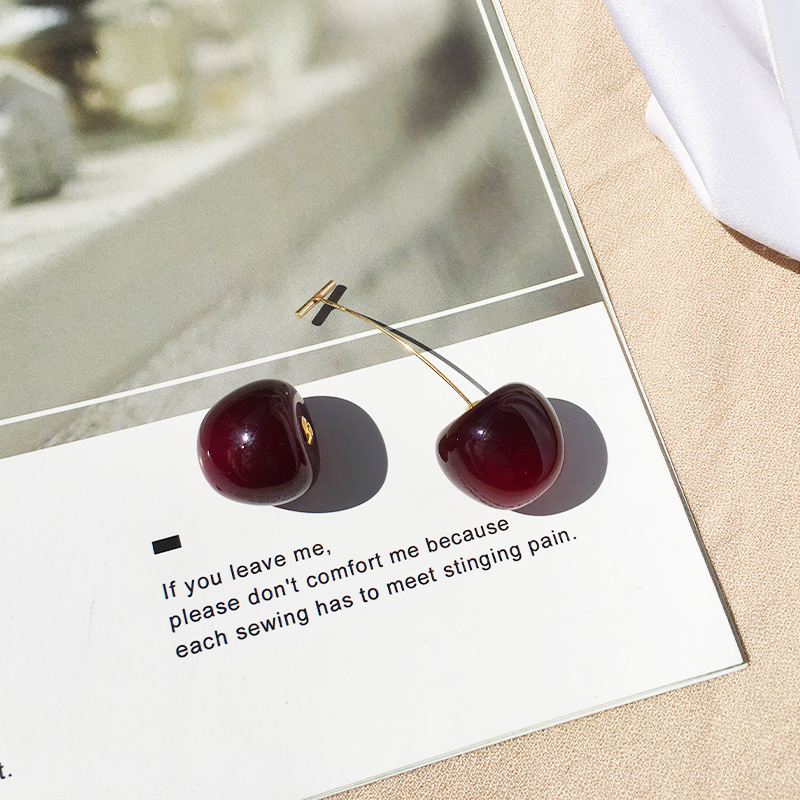 Simple Style Cherry Arylic Alloy Three-dimensional Women's Drop Earrings 1 Pair display picture 5
