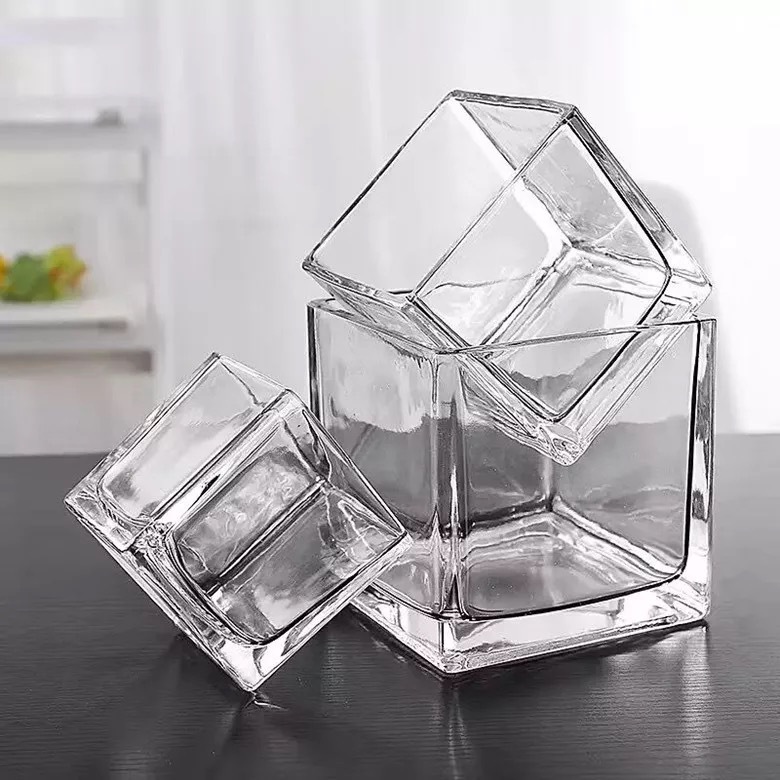 광장 창조적 인 식기 광장 유리 컵 레스토랑 차가운 야채 샐러드 그릇 모양 드라이 아이스 특별 요리 그릇