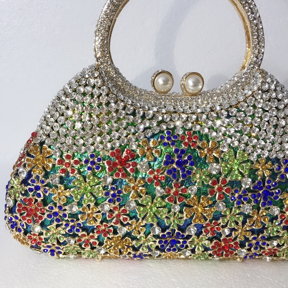 Túi clutch nữ đính kim cương giả dự tiệc cao cấp kích thước 23x12x6 cm — Màu đen chi tiết 10