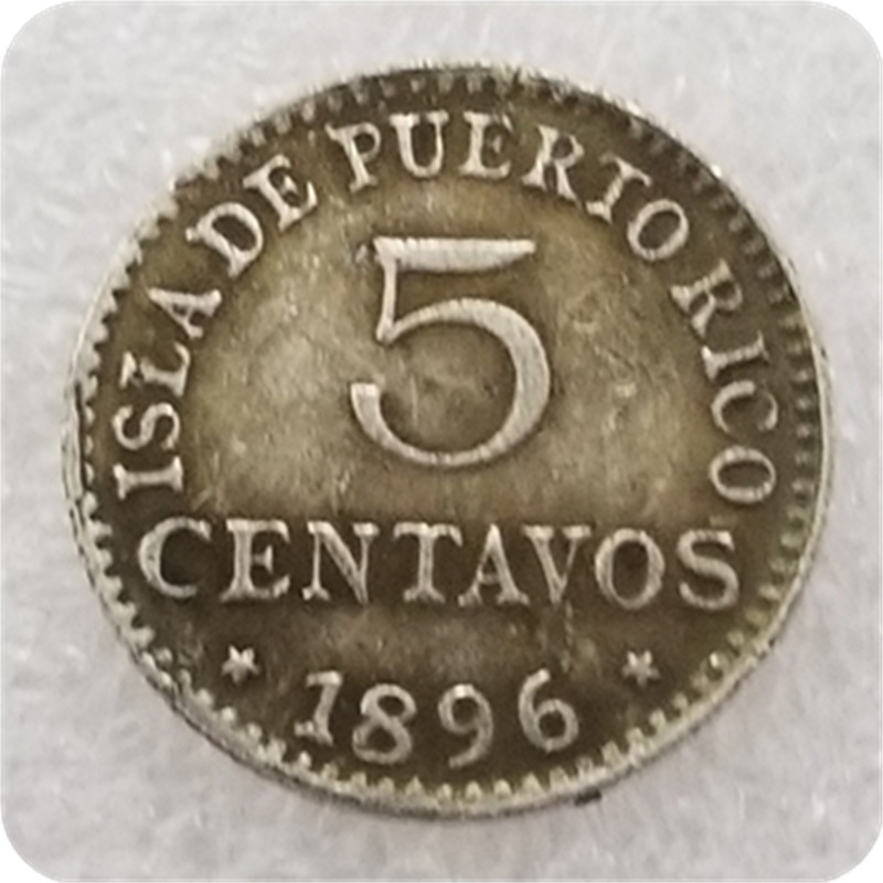 Antique Craft Reproduction Puerto Rico 1896 Brass Foreign Commemorative Coin Silver Dollar #2094