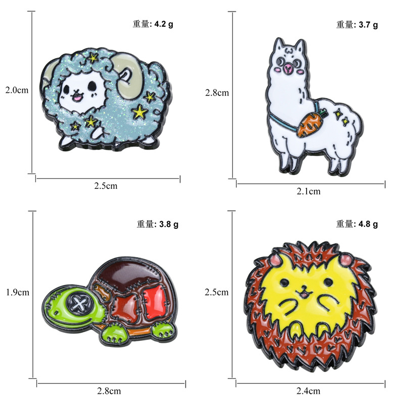 Korean Version Cartoon Funny Alpaca Turtle Lamb Dripping Oil Brooch display picture 2