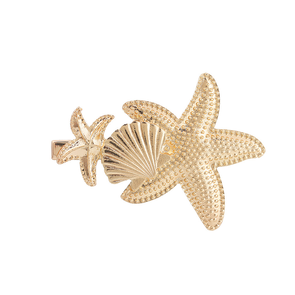 Best Selling Hair Accessories New Alloy Adult Starfish Shell Word Clip Hairpin display picture 2