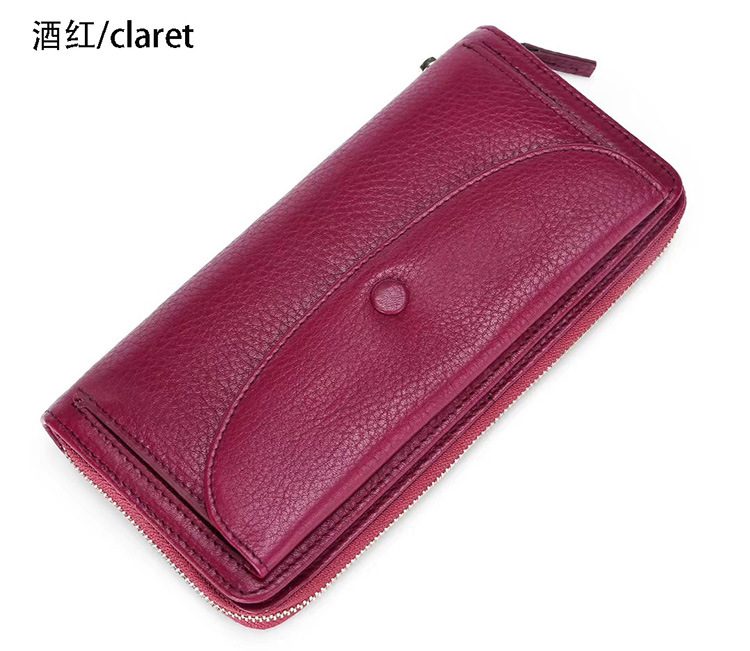 New First Layer Cowhide Wallet Lady's Large-capacity Clutch Bag Wholesale display picture 2