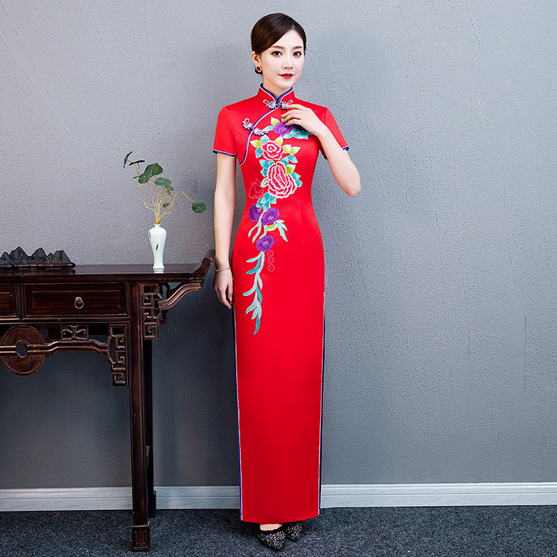Chinese Dress Qipao for women Cheongsam show cheongsam long performance costume and long size cheongsam