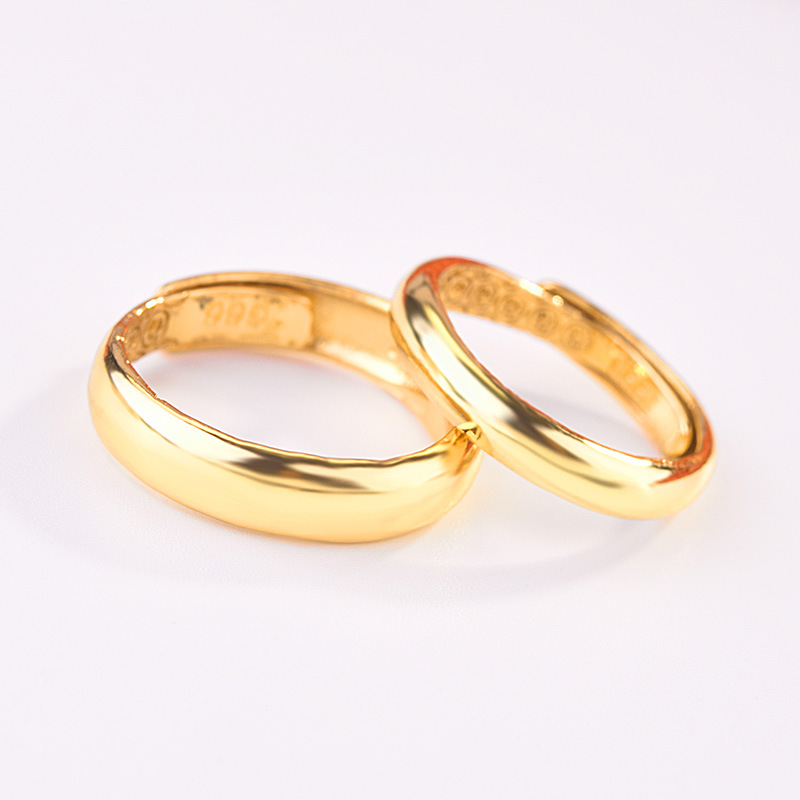 Men's brass golden glossy women's ring Myanmar for men and women