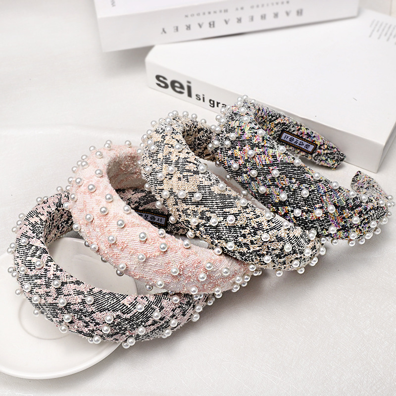 Europe And The United States Material Nails Pearl Sponge Headband Fashion Small Fragrance Headwear display picture 12