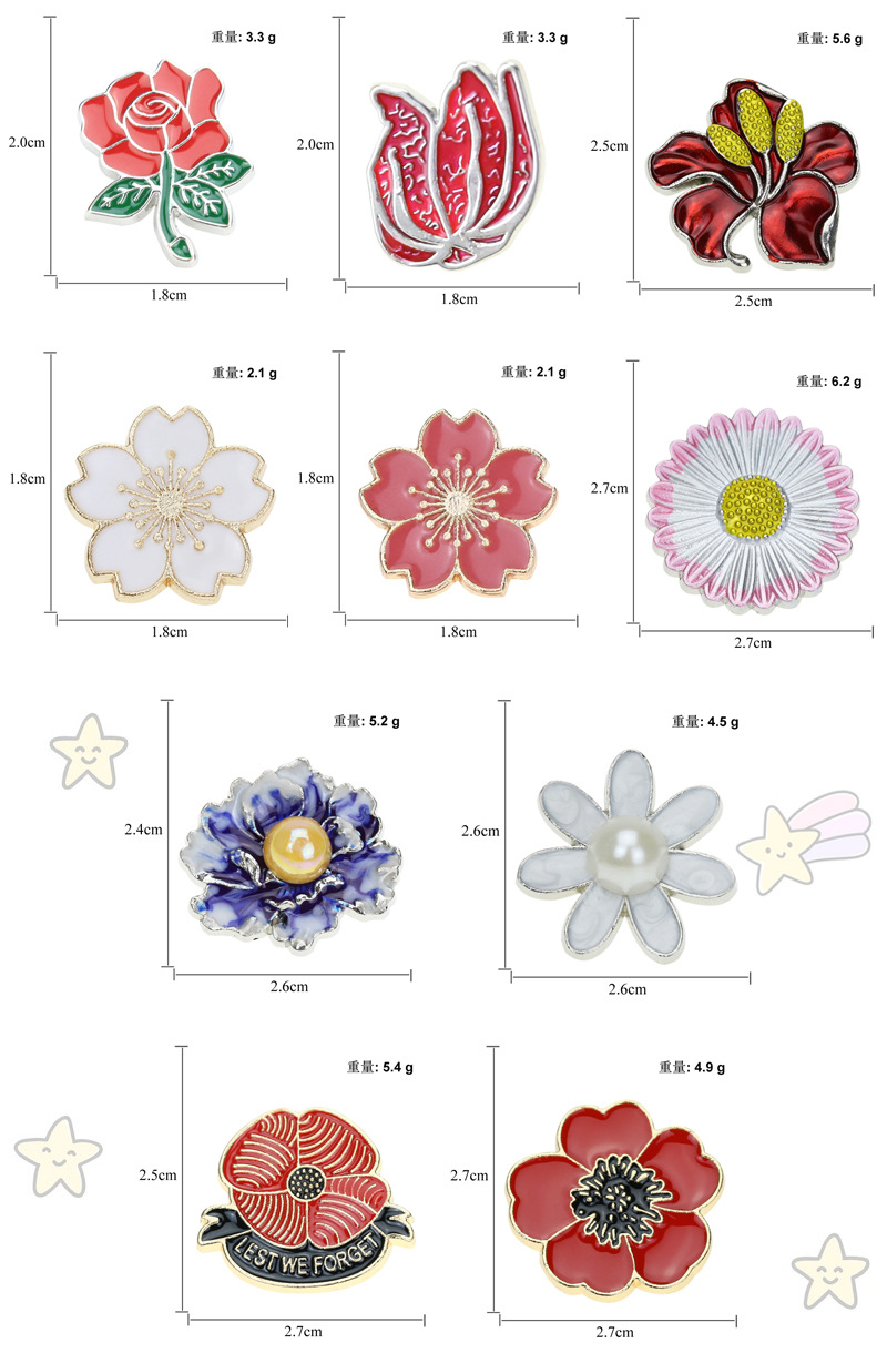 Flor De Cerezo Pequeña Flor Roja Perla Pintura Aceite Broche Insignia Collar Pin display picture 1