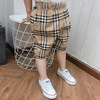 2020 summer new pattern men and women lattice Five point pants Korean Edition children Cotton fashion Pants baby Casual pants