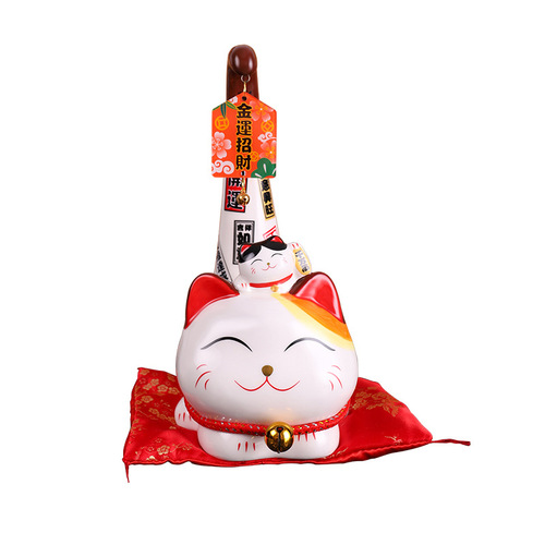 Long tail cat lucky cat large ornament Caiyuan Guangjin store opening gift ceramic cat gold luck lucky cat