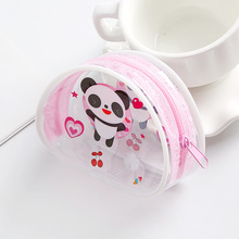 厂家直销pvc环保卡通印花 布拉链粉色半圆形开线包儿童饰品包装袋