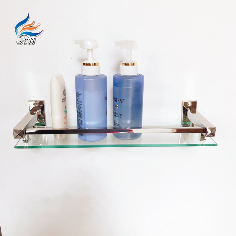 Stainless Steel Storage Rack for Bathroom, Thickened Glass Mirror Front Rack, Single-Layer Cosmetic Rack, Square Tube Wall-Mounted Hanging Piece