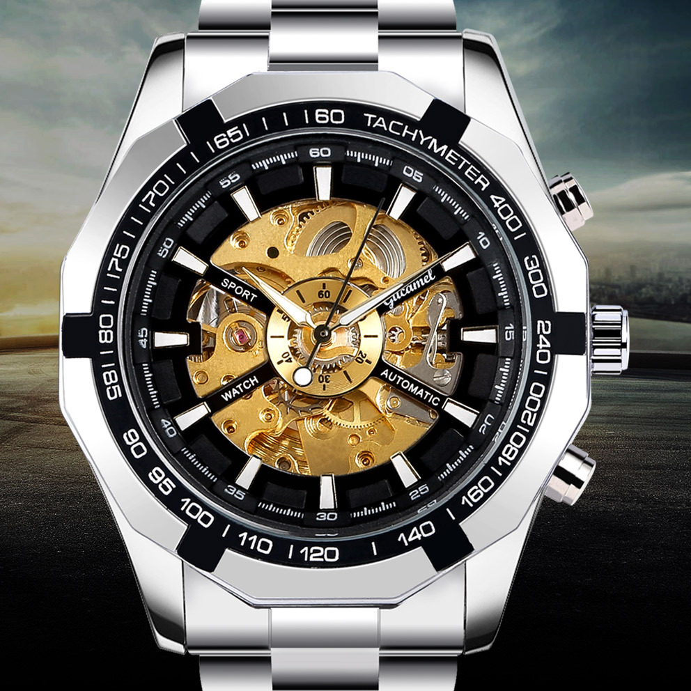 Gutchel fashion automatic mechanical watch hollow mechanical watch men's foreign trade men's watch night watch wholesale