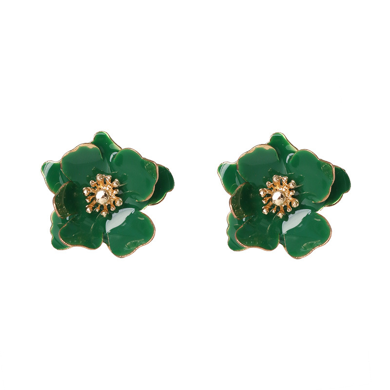 Hot Selling Simple Small Drop Oil Petals Pearl Flower Earrings For Women Nihaojewelry display picture 5