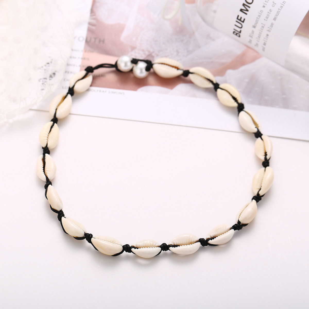  shell necklace creative retro simple shell pearl neck chain_voghion.com